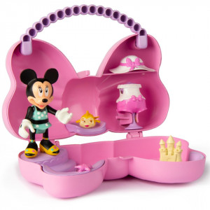 Set de joaca fundita cu figurine si accesorii, Disney Minnie, Roz deschis
