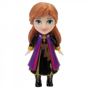 Mini papusa Anna cu rochita mov, Disney Frozen II, 8cm