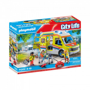 Playmobil - Ambulanta Galbena Cu Lumini Si Sunete