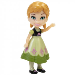 Mini papusa Anna rochita cu motive florale, Disney Frozen, 8cm