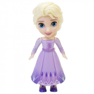 Mini papusa Elsa cu rochita mov, Disney Frozen II, 8cm