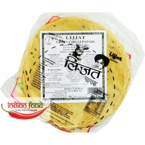 Lijjat Green Chilli Papads (Snacks Indian cu Ardei verde) 200g