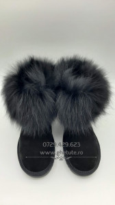 Ghete tip UGG - blana naturala- all black