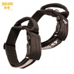 Zgarda din nylon, pentru caini Julius K9 cu maner si siguranta, Negru
