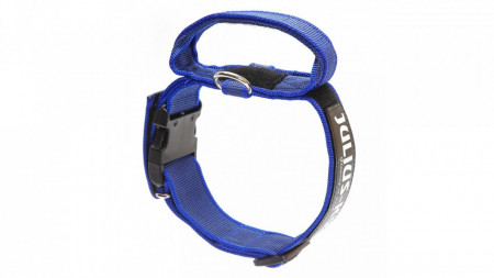 Zgarda din nylon, pentru caini Julius K9 cu maner si siguranta, Albastru