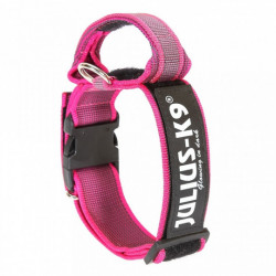 Zgarda din nylon, pentru caini Julius K9 cu maner si siguranta, ROZ