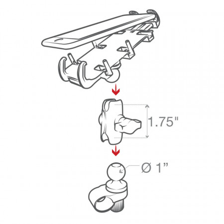 UNPKD RAM HANDLEBAR MOUNT WITH QUICK-GRIP PHONE HOLDER SHORT ARM