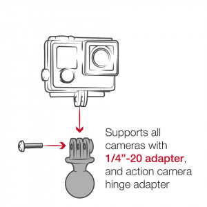 UNPKD RAM HANDLEBAR MOUNT WITH ACTION CAMERA ADAPTER SHORT ARM