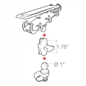 UNPKD RAM HANDLEBAR MOUNT WITH QUICK-GRIP PHONE HOLDER SHORT ARM
