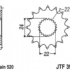 Pinion fata JT JTF 394-14 14T, 520