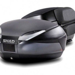 Top case SHAD SH48 Gri inchis with backrest, carbon cover and PREMIUN SMART lock