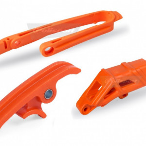 Chain guide / slider / sliding piece kit POLISPORT orange KTM