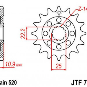 Pinion fata JT JTF 707-14 14T, 520