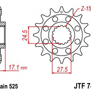 Pinion fata JT JTF 749-15 15T, 525