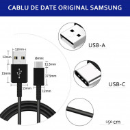 Cablu Samsung Type C 120cm Dg950cbe Black Orig - Negru