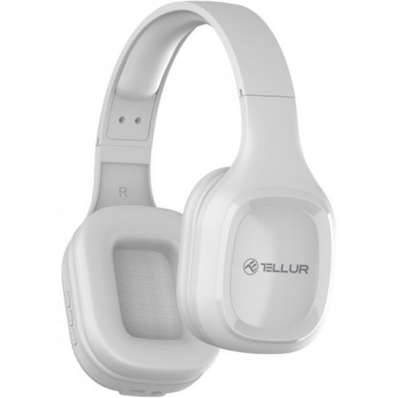 Casti Over-Ear Tellur Pulse, Bluetooth, Wireless , Bass Microfon, Alb