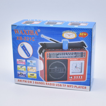 Radio Cu Mp3 portabil,TF/USB,SW,AM,FM,AUX,Lanterna,Ceas,Waxiba -XB-531C