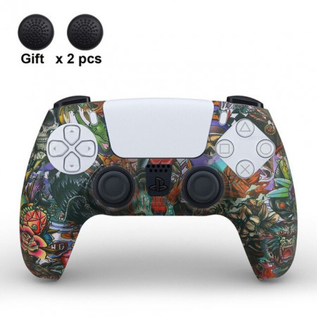Husa controller PS5 din silicon, model bestie cu doua thumb grip-uri cadou