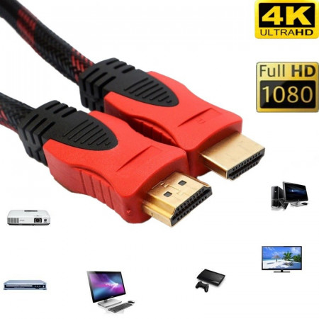 Cablu hdmi hdmi, 4K, 1080p, conectori auriti, PS3, PS4, PS5, PANZAT CU FILTRE V1.4 / 1,5M