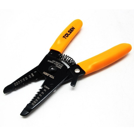 Cleste Tolsen Tools pentru dezizolare cabluri 160 mm , Pentru uz Industrial , Maner ergonomic , Negru Galben Lampa Solar