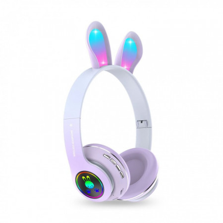Casti pliabile bluetooth cu urechi de iepure, stereo, LED, Radio FM, Card, PM-08 - Confort și stil cu tehnologia PM-08