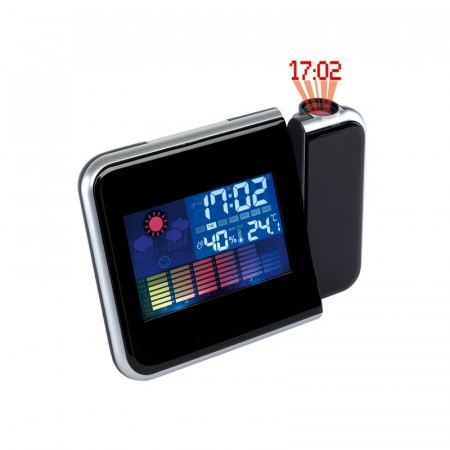 Ceas de camera cu Proiector si Termometru 8190, LCD, alarma, Negru