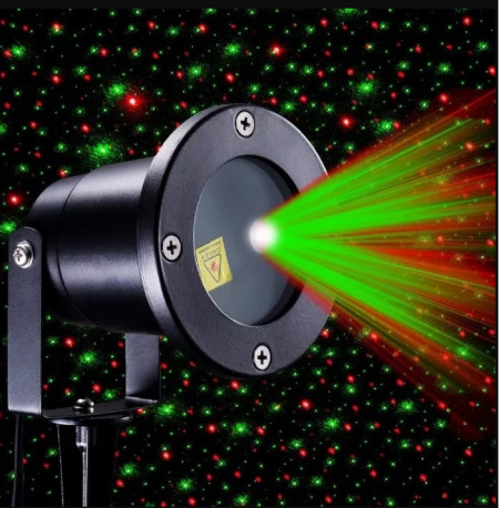 Proiector laser exterior profesional, telecomanda, metal inoxidabil, Star Shower Motion cu luminitele rosu verde aprinse