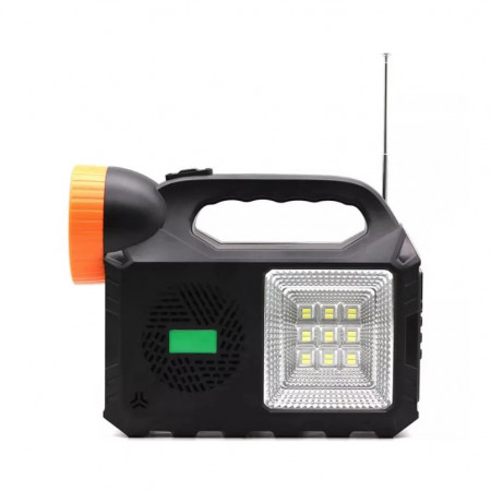 Kit solar de iluminare GD Times GD-102, 3 becuri LED, boxa BT, FM radio, 80W, powerbank, 5000mAh