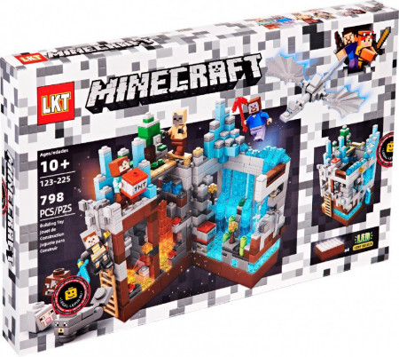 Set de constructie LKT Minecraft, Attack on the white fortress, 798 piese tip lego, cu Lampa LED