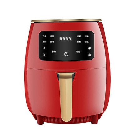 Air fryer, friptoza cu aer cald, 2400W, afisaj digital, 8 programe, temperatura ajustabila, Gatire rapida, Rosu