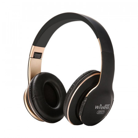 Casti Audio wireless Bluetooth Sport ST17, On Ear, Bass, cu Radio FM, Mp3, Card, Negru. 