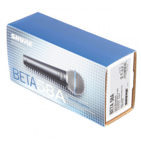 Microfon wireless Shure Beta 58A, profesional, cu borsetă și cablu de 5M - ideal pentru performanțe live.