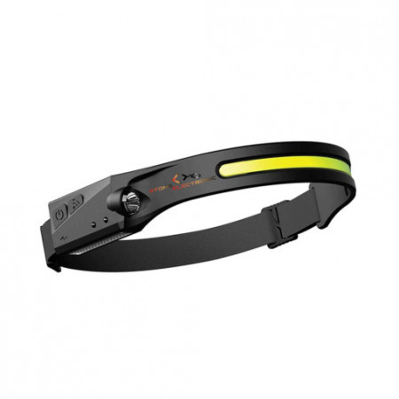 Lanterna led de cap profesionala, frontala, 350 lumeni, cu acumulator intern, senzor de miscare, 4 moduri lumina, rezistent la apa, perfect pentru pescuit, camping, vanatoare, drumetie, culoarea verde, negru