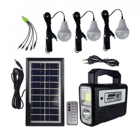 Sistem portabil de iluminat solar GD-8028 3 becuri lanterna camping pescuit drumetii