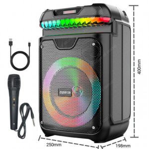 Boxa portabila Bluetooth, MP3, USB, Card TF, Radio FM, Aux, Afisaj Led, Microfon, Telecomanda, Led Speaker – ZQS-8139