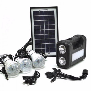 Kit panou solar portabil camping Gdlite GD-8017 Plus, USB, 3 becuri, lanterna LED