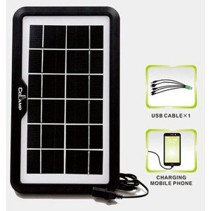 Kit solar portabil, slot USB GSM, 2 becuri lanterna LED incluse CL-08, Negru