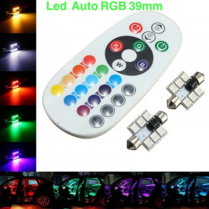 Led RGB Auto 39mm cu Telecomanda 