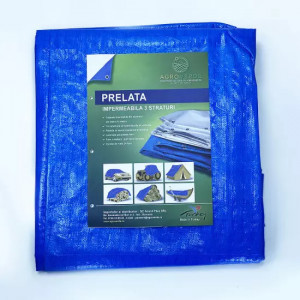 Prelata impermeabila cu inele 3 X 5 metri, 175 grame mp, tratata UV, culoare albastra