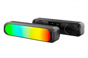 Boxa portabila bluetooth, lumini disco, MicroSD, radio FM, AUX, TF, USB, display LED, MP3, 2x5W, ZQS-2205, negru