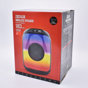 Boxa portabila bluetooth, MP3, lumini disco, 10W, bass, MicroSD, radio FM, AUX, intrare USB, microfon karaoke, display LED RGB, acumulator, ZQS-1438, negru