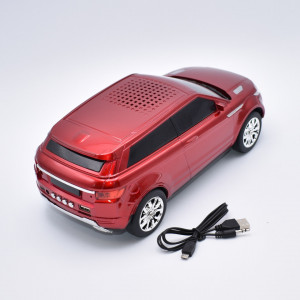 Vedere din spate a boxei portabile cu acumulator stil Land Rover Range Rover Velar cu Bluetooth, radio FM și USB/TF card