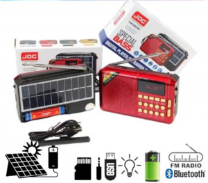 Radio portabil cu panou solar, Bluetooth, USB, lumina LED, MP3, FM, acumulator, display digital, card TF, JOC - TGK-2021BT.