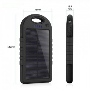 Baterie Externa cu incarcare Solara Solar Charger Power Bank, 5000 mAh, 2x USB