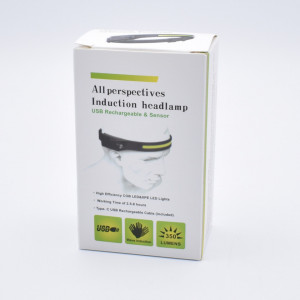 Lanterna led de cap profesionala, frontala, 350 lumeni, cu acumulator intern, senzor de miscare, 4 moduri lumina, rezistent la apa, perfect pentru pescuit, camping, vanatoare, drumetie, culoarea verde, negru