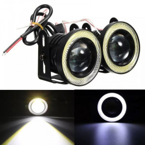 Set de 2 Proiectoare ceata universale Auto Lupa LED Angel Eyes 76mm
