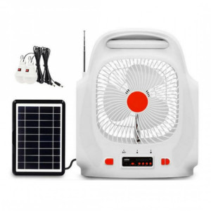 Ventilator cu panou solar, difuzor, Radio FM si doua becuri, EP-009, Easy Power, Incarcator Telefon
