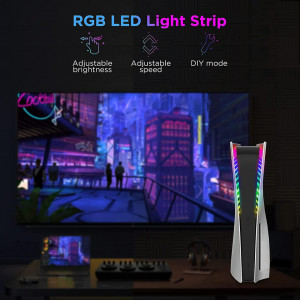 Banda RGB Led cu telecomanda pentru consola PS5 Playstation 5 USB, alba