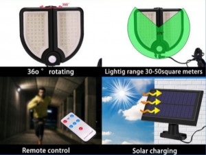 Lampa solara 90 Led senzor de miscare telecomanda YT-90