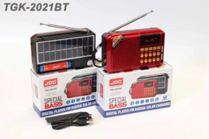 Radio solar cu Bluetooth, USB, lumina LED, MP3, FM, acumulator, display digital, card TF, JOC - TGK-2021BT.